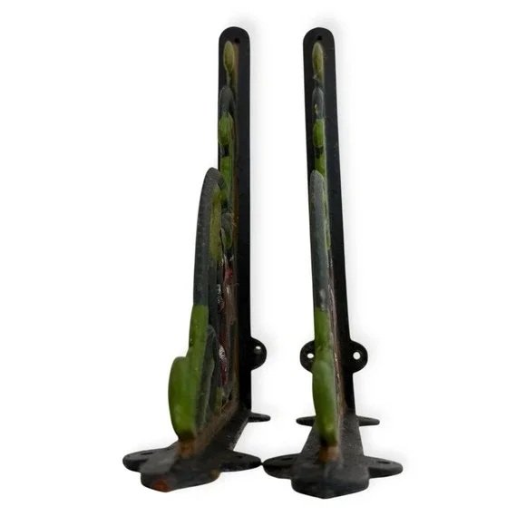 Vintage 1970s Cast Iron Jumping Horse Shelf Brackets Painted Rustic Equestrian - Picture 9 of 10